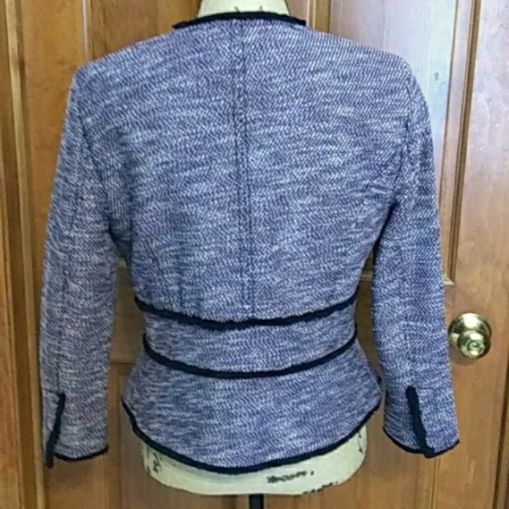 Banana Republic boucle tweed jacket with fringed trim, VGUC - Picture 2 of 11
